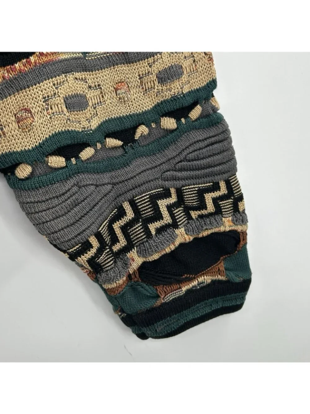 Vintage 90s Tundra 3D Knit Sweater Mens XL Multicolor Textured Vertical Stripe